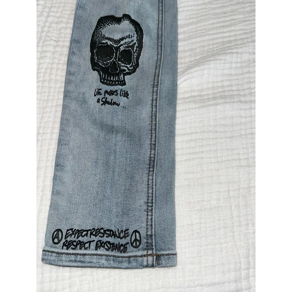 NINTH ROGUE HALL  Slim Distressed Graphic‎ Print Jeans Women's